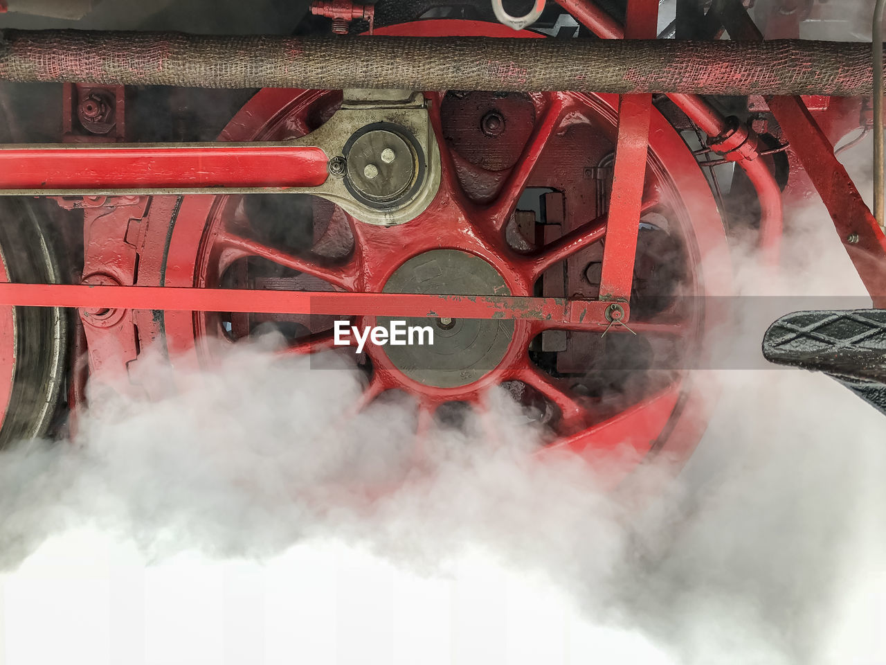 Close-up of steam emitting from train