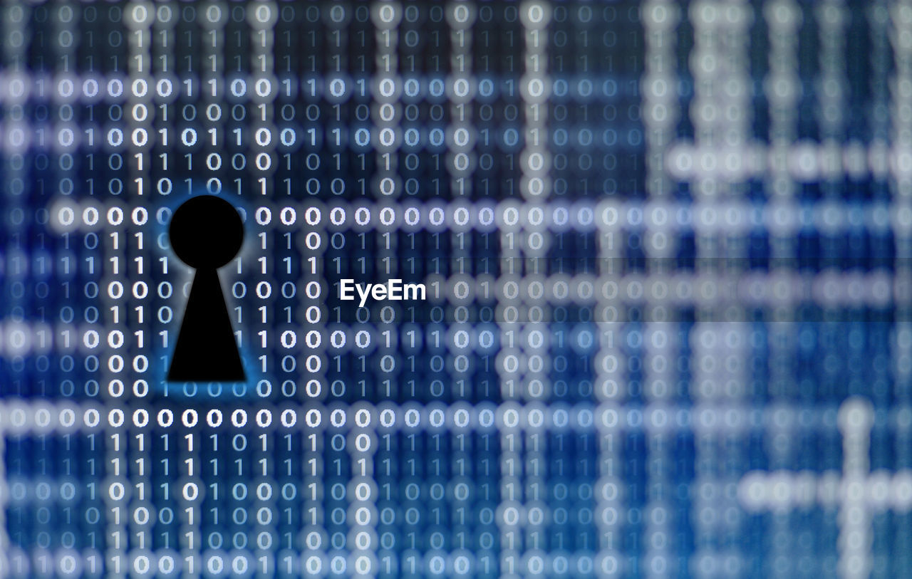 Full frame shot of binary codes on computer screen
