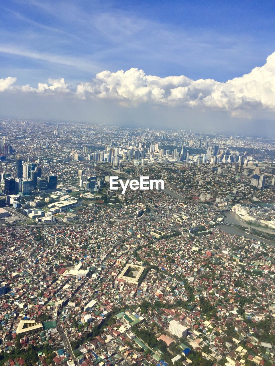 High angle view of townscape against sky