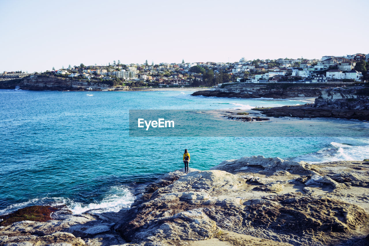 Scenic view of sea against clear sky