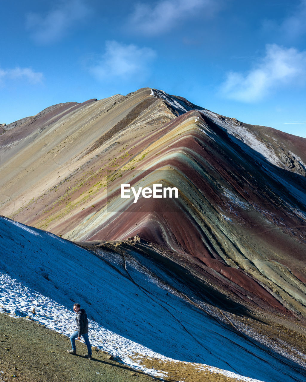 Man on mountain against sky