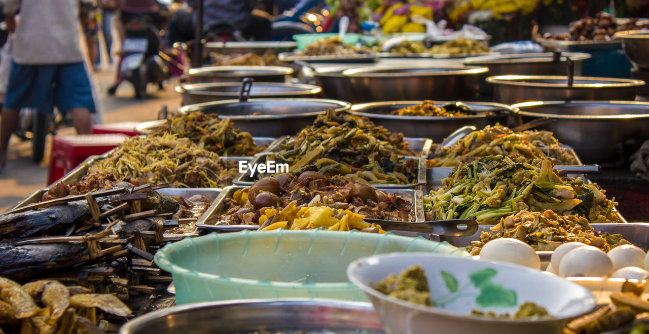 Various food for sale at market