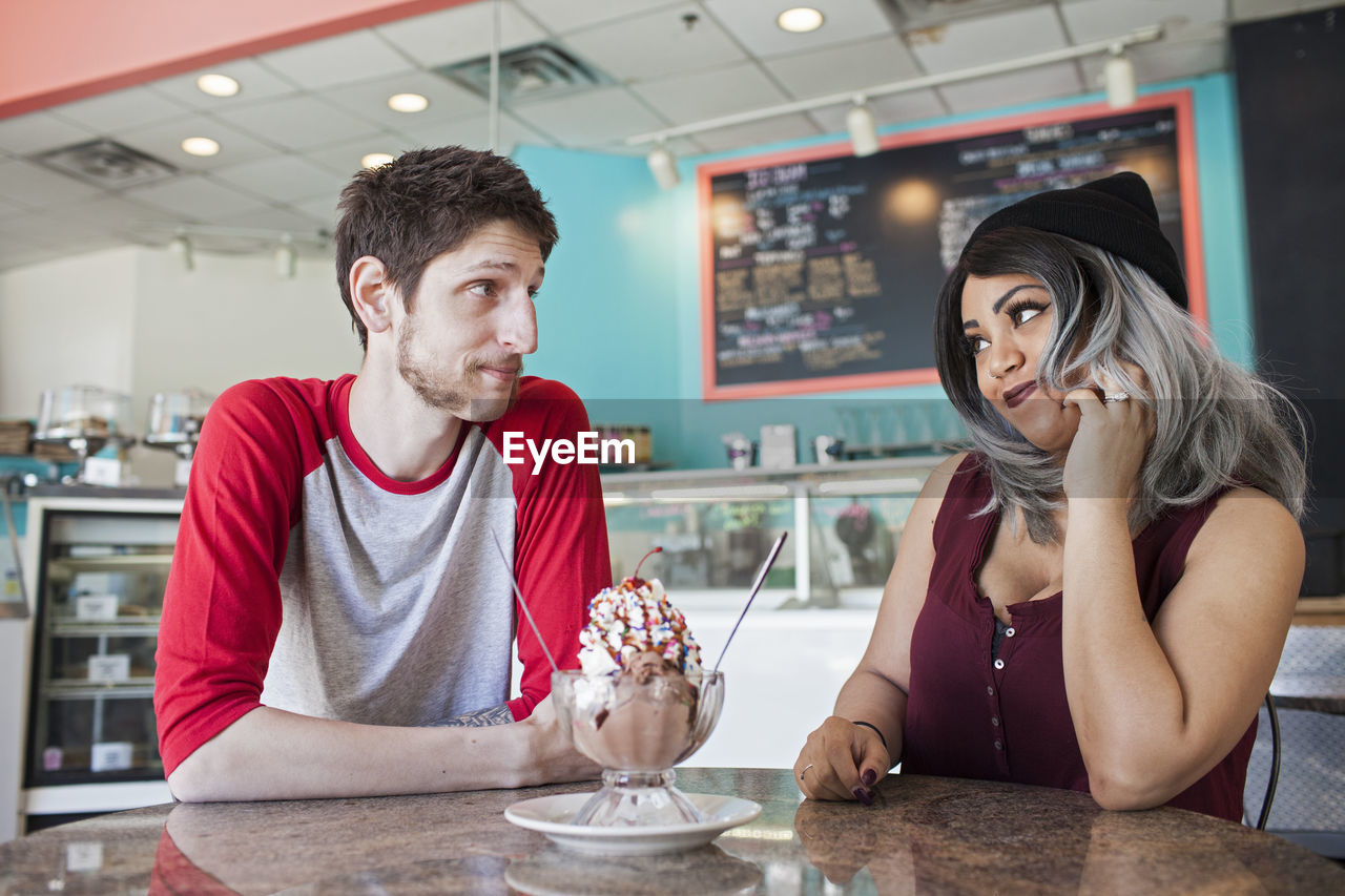 Young couple at a diner.