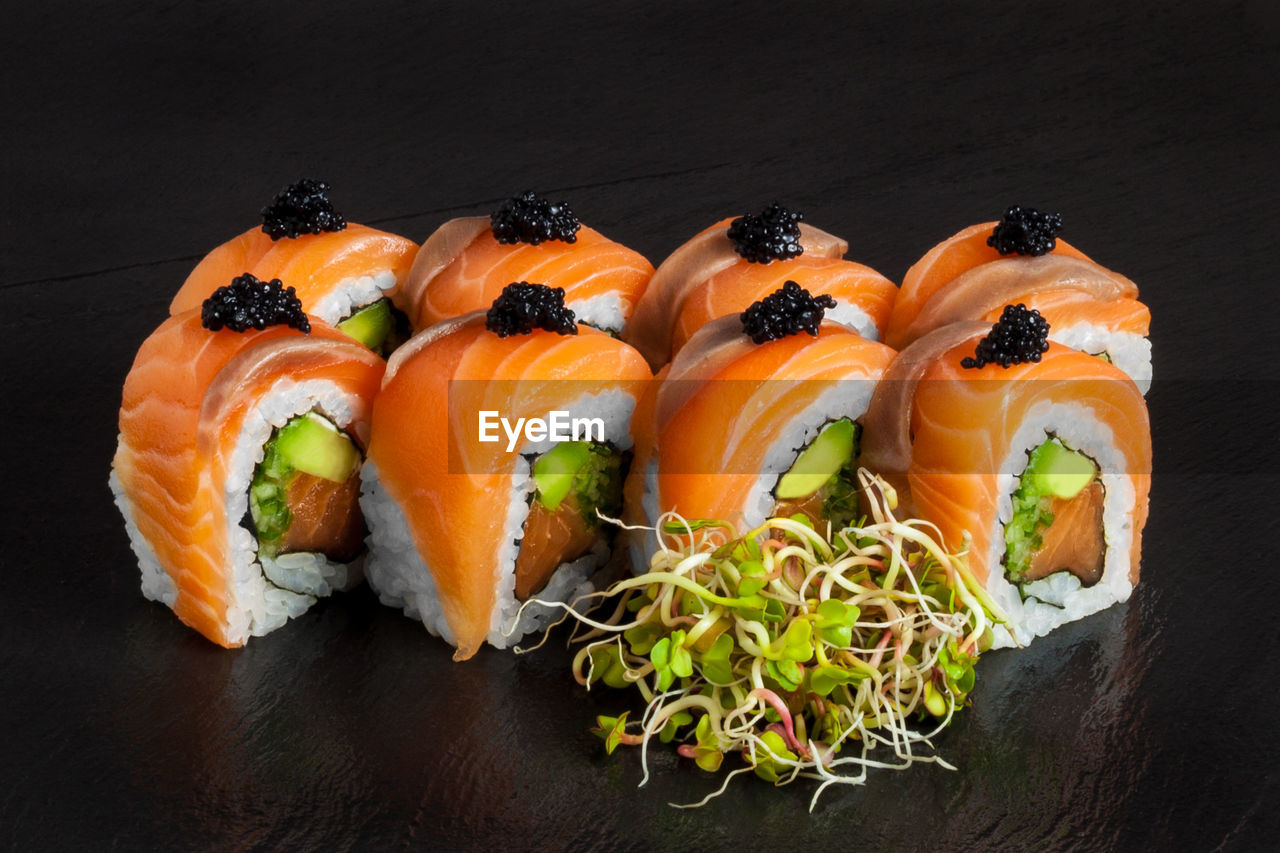 Close-up of sushi rolls