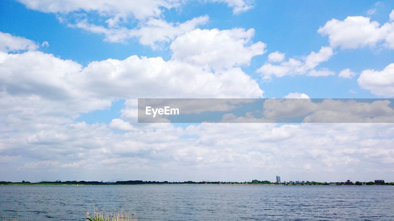 Scenic view of sea against cloudy sky