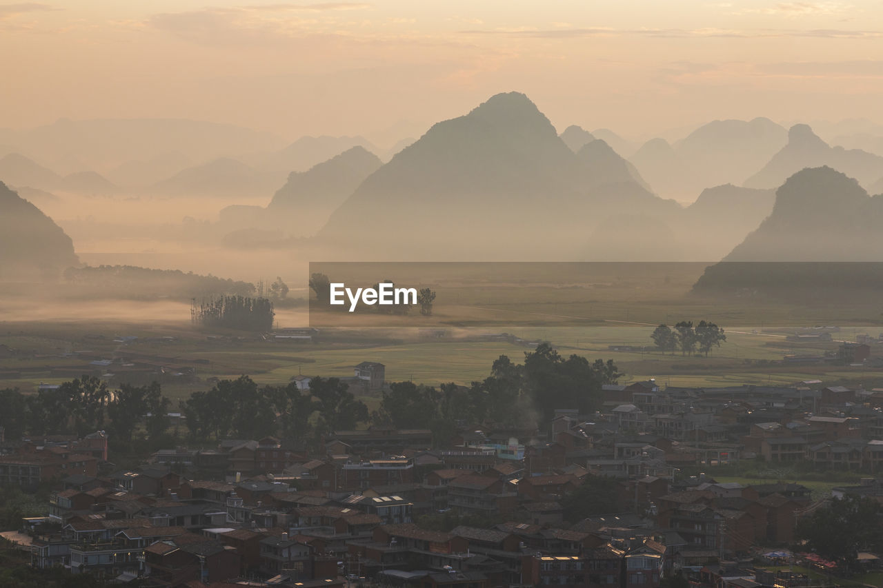 Sunrise over puzhehei in yunnan - china