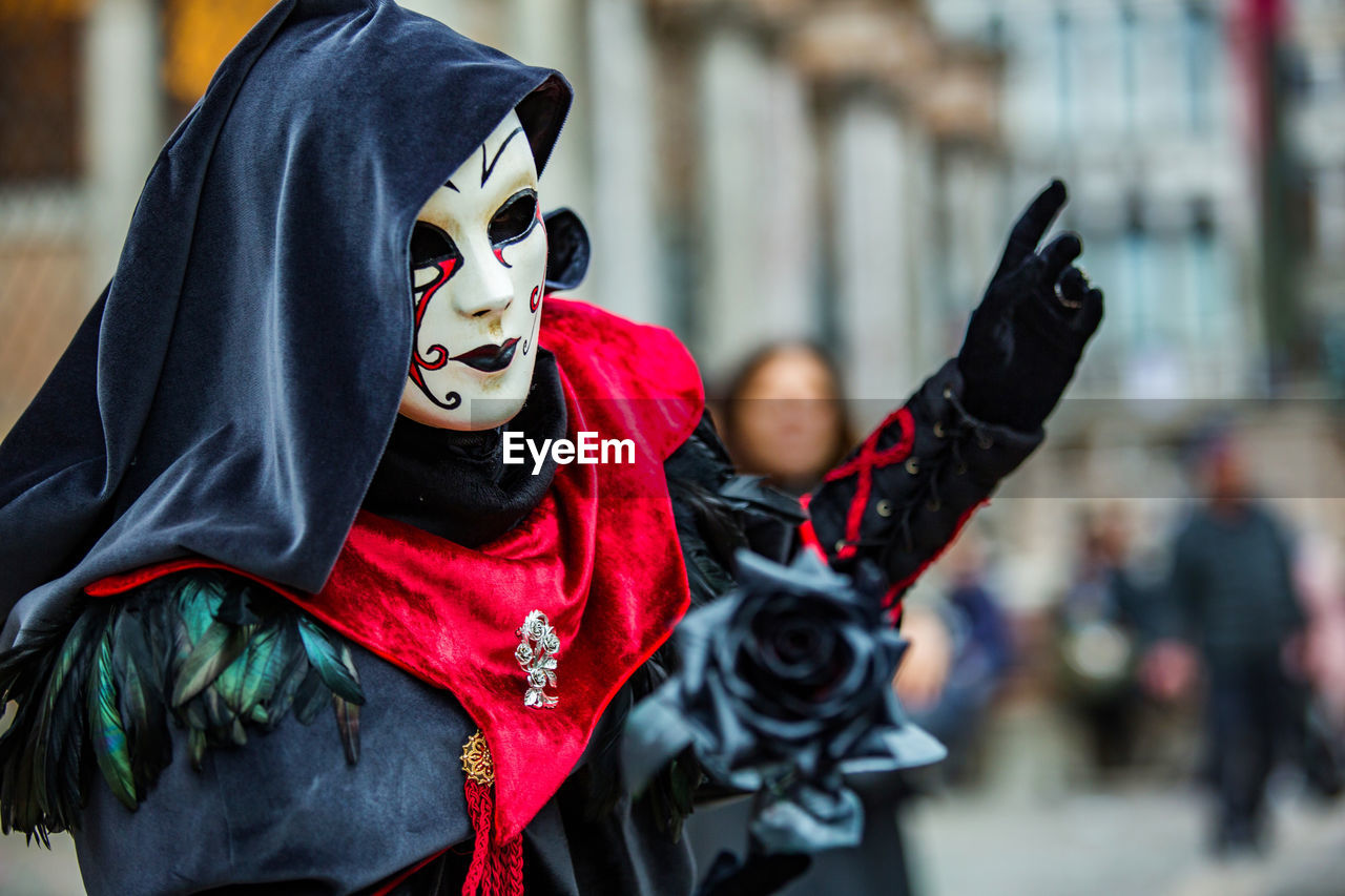 Person wearing costume and mask during venice carnival