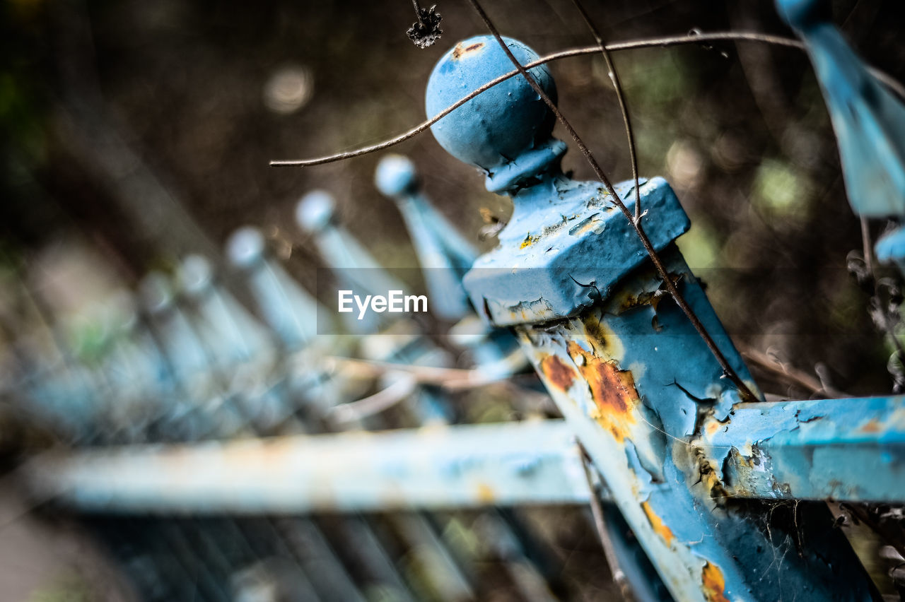 Close-up of rusty railing