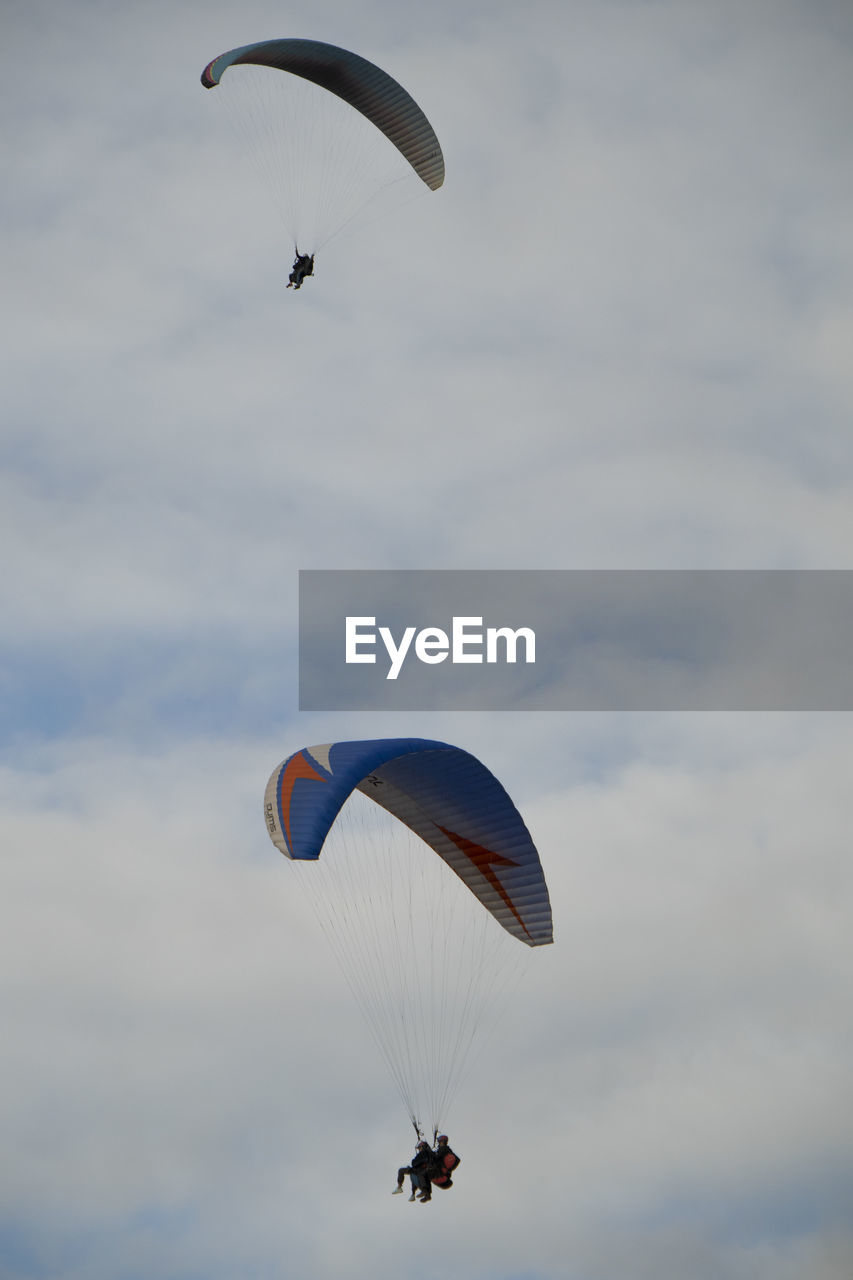 LOW ANGLE VIEW OF PERSON PARAGLIDING IN SKY