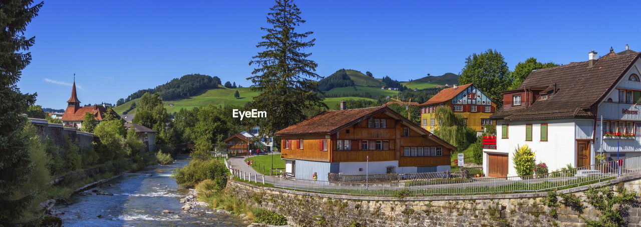 Appenzell landscape and houses by beautiful day, switzerland