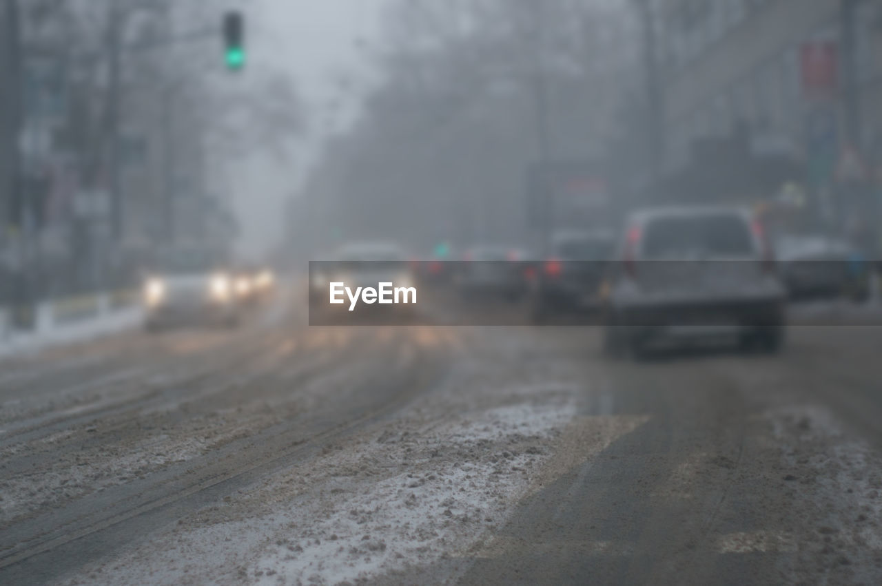 TRAFFIC ON ROAD IN WINTER