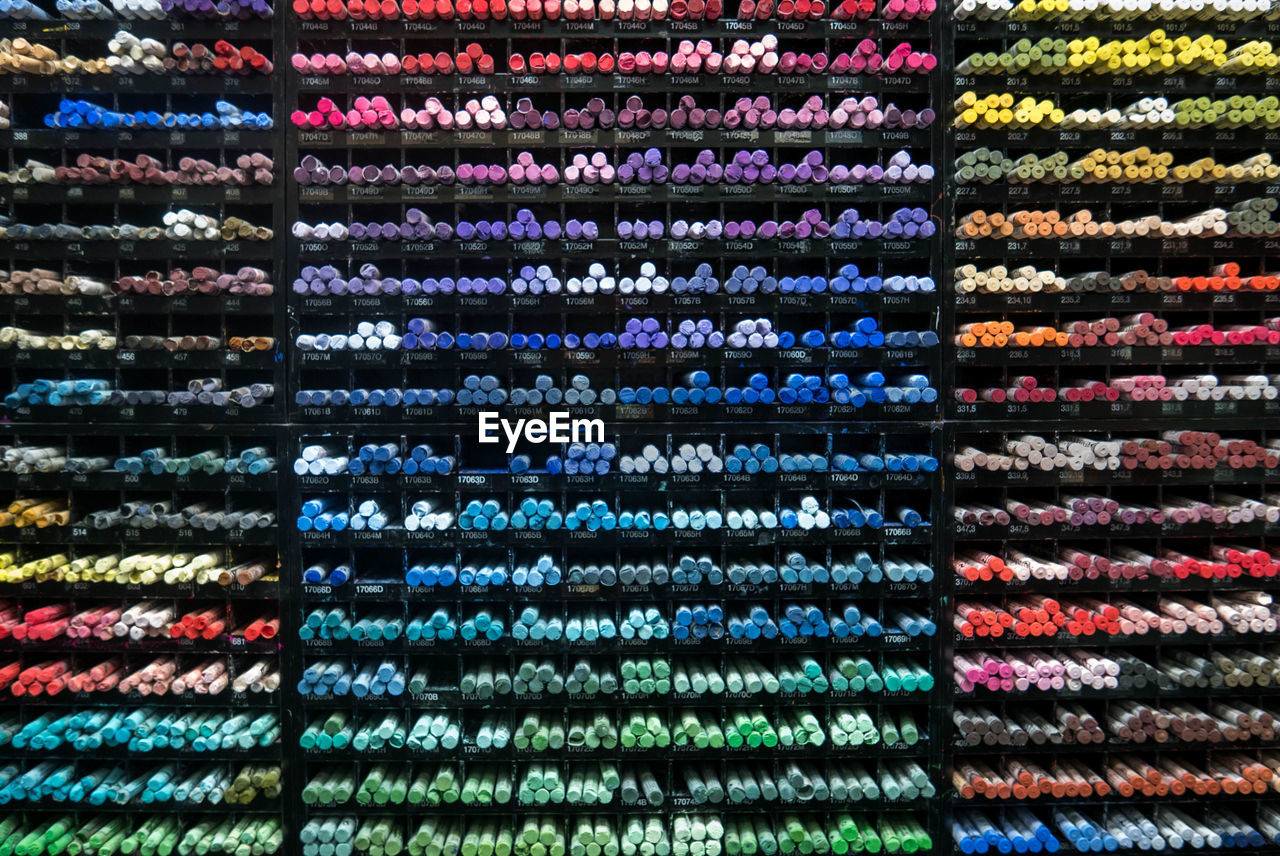Full frame shot of multi colored objects for sale