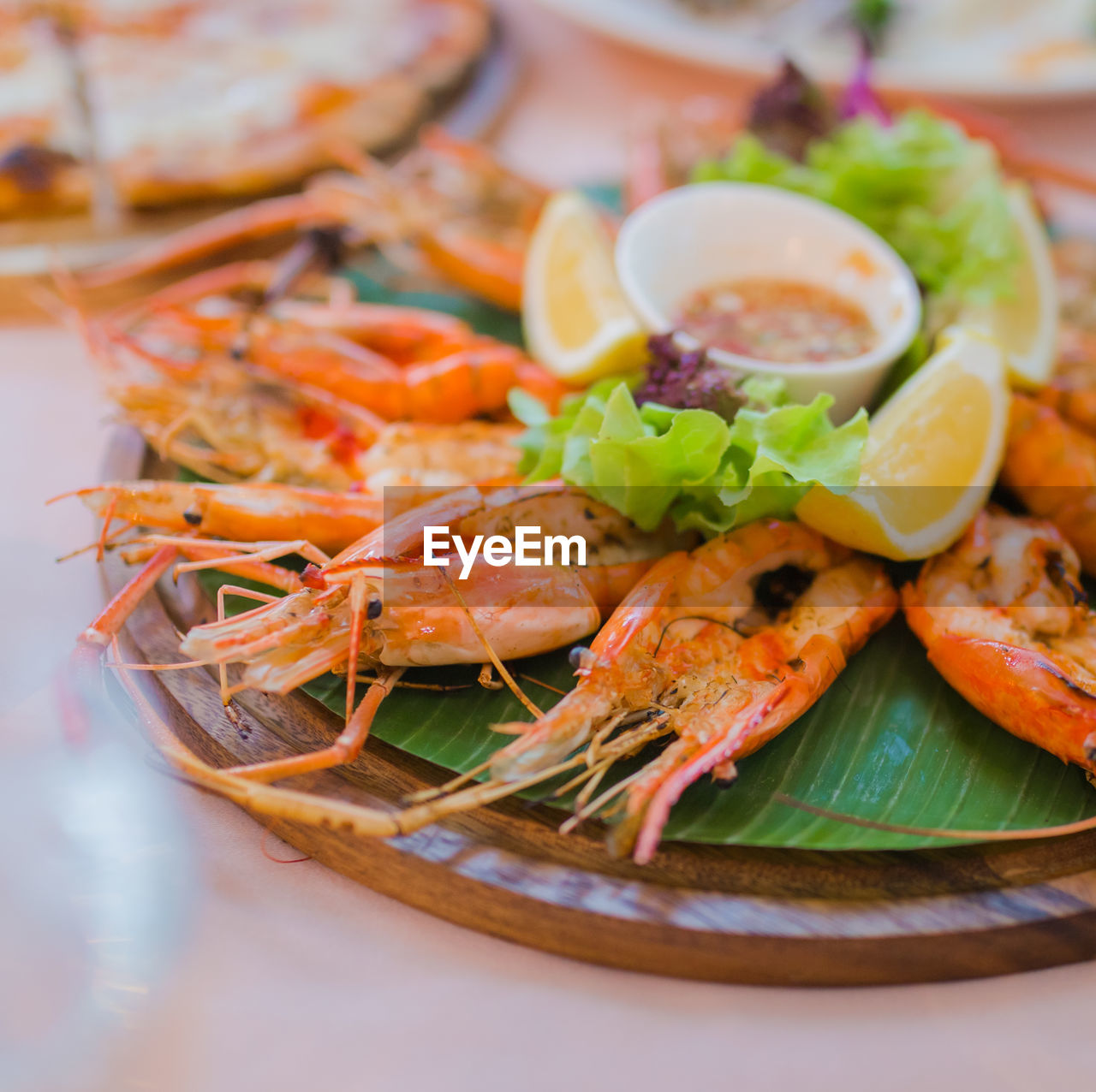 A picture of fresh grilled thai river prawns at luxury restaurant