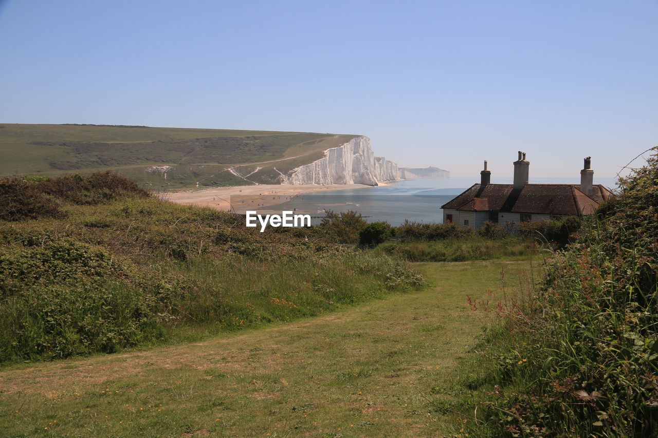 Scenic view of seven sisters white cliffs