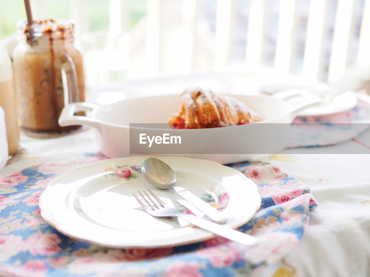 Close-up of breakfast on table