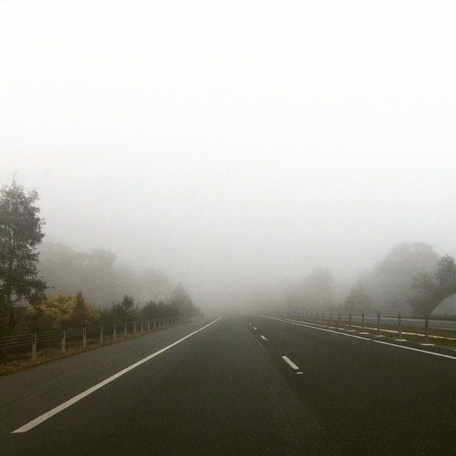 EMPTY ROAD WITH TREES IN BACKGROUND