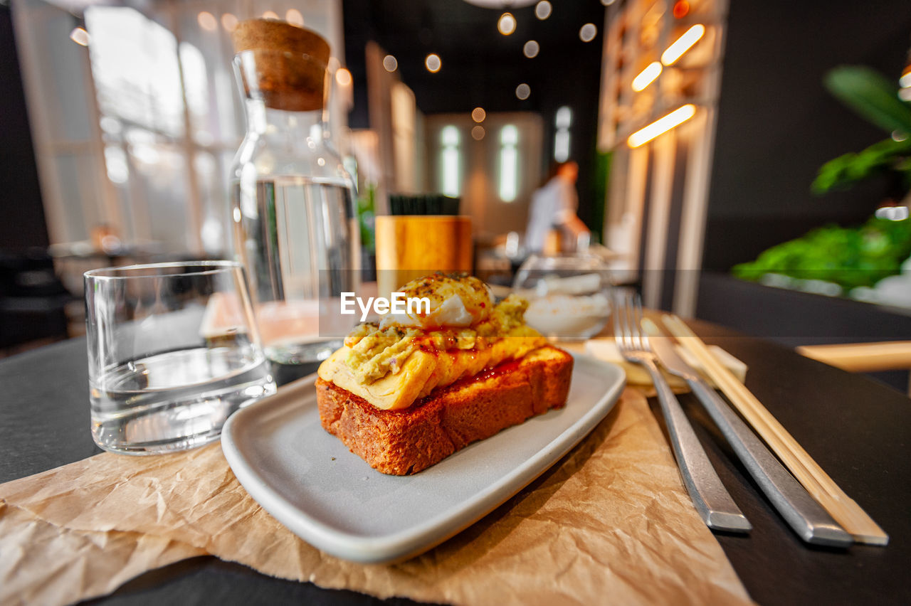 high angle view of food on table