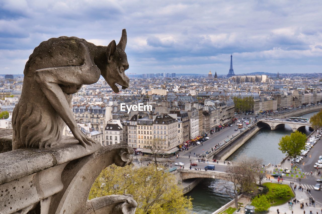Gargoyle of notre dame cathedral are located at the roof top of the cathedral 