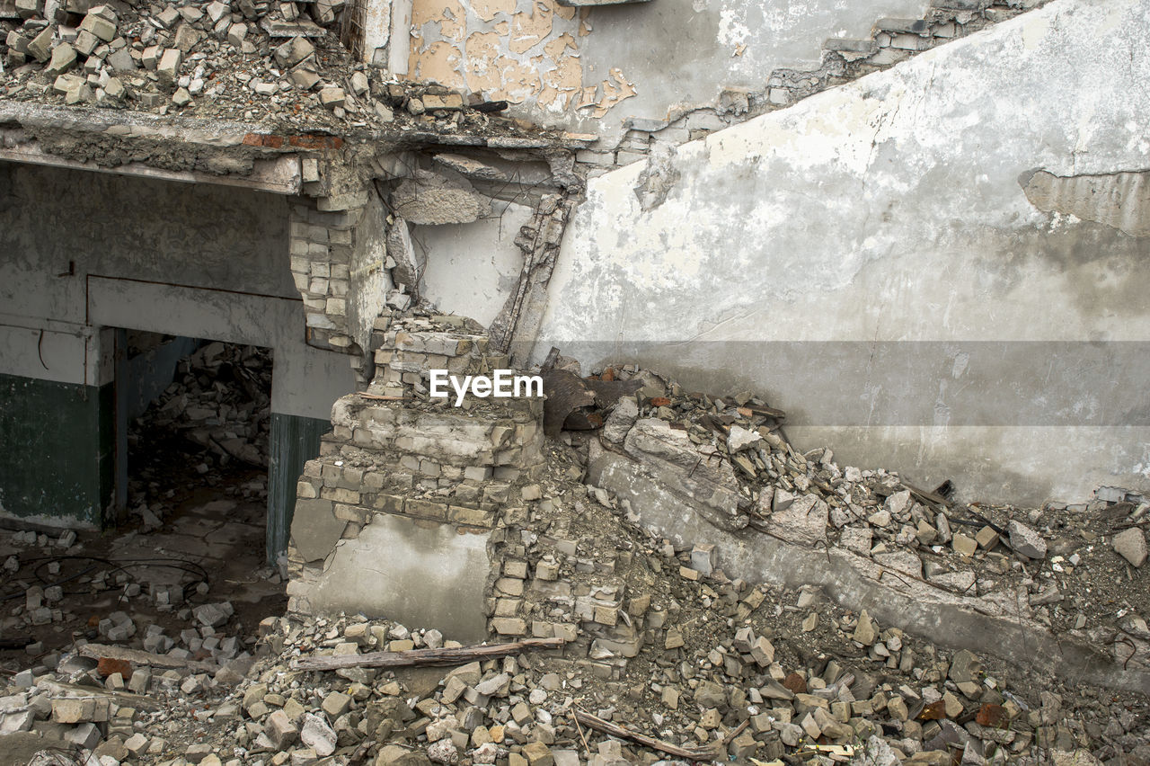 Damaged wall of old building