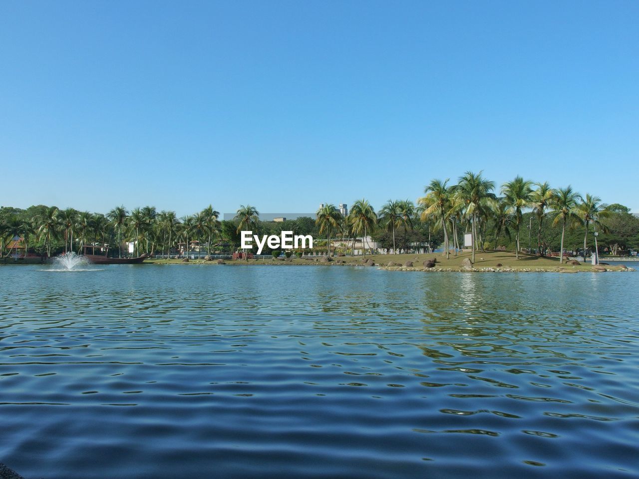 SCENIC VIEW OF LAKE AGAINST CLEAR SKY