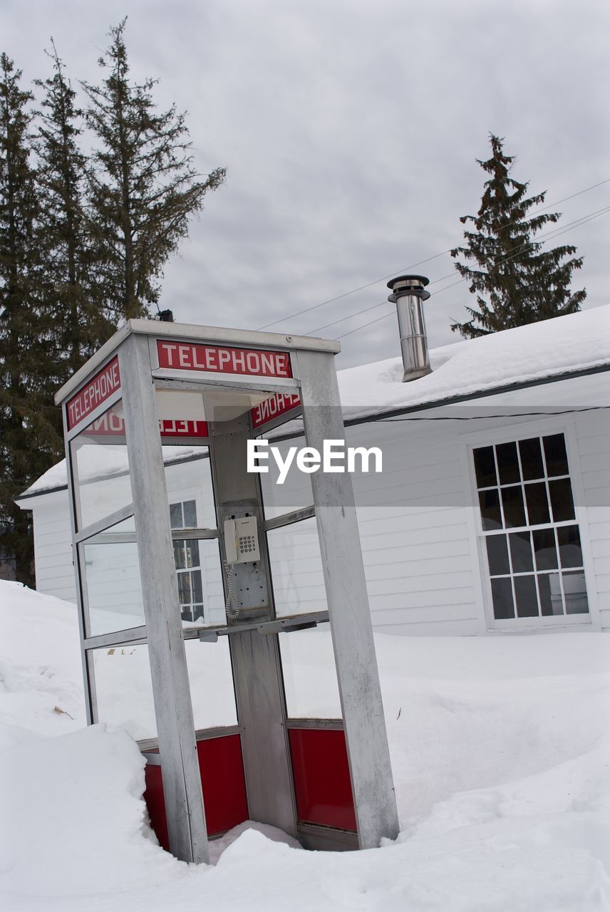 Text on snow covered landscape