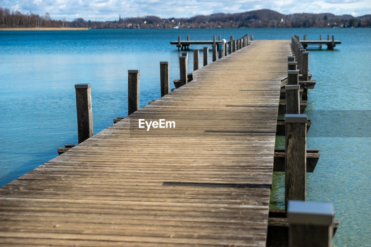 Wooden jetty on pier over lake