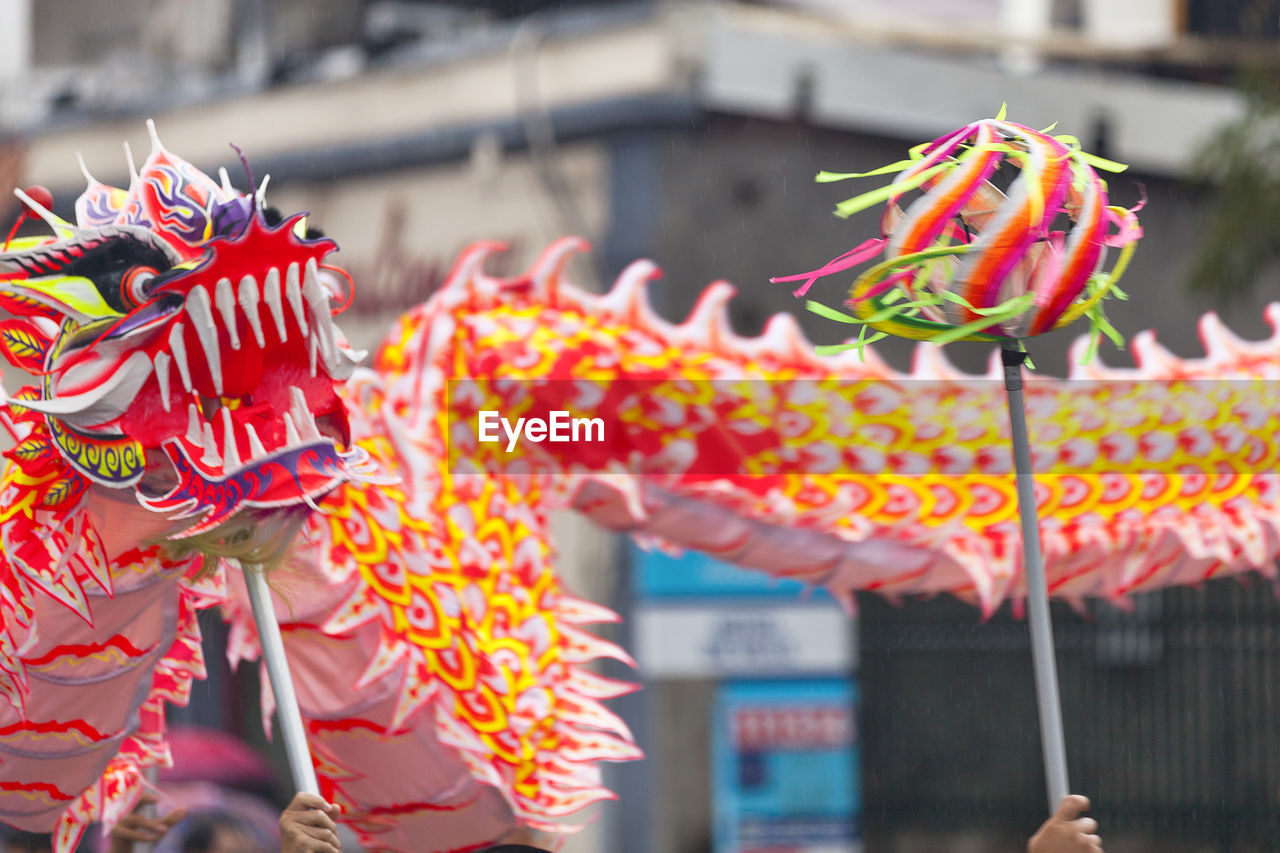 Dragon dancing during the guan di festival.