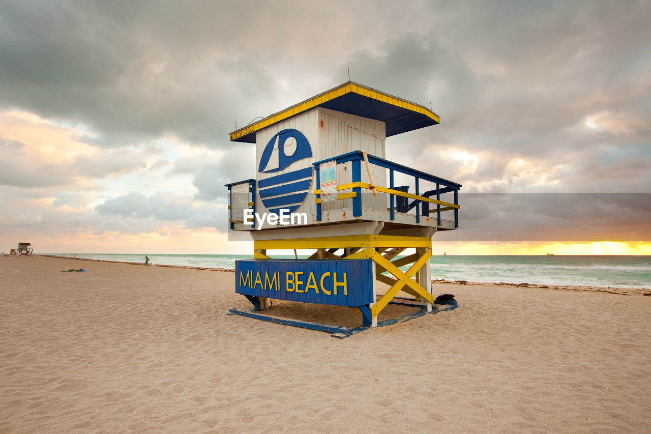 Miami, florida, united states - lifeguard station at dawn in south beach.