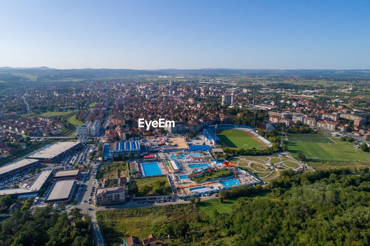 Jagodina drone view, serbia aerial photo. summer day