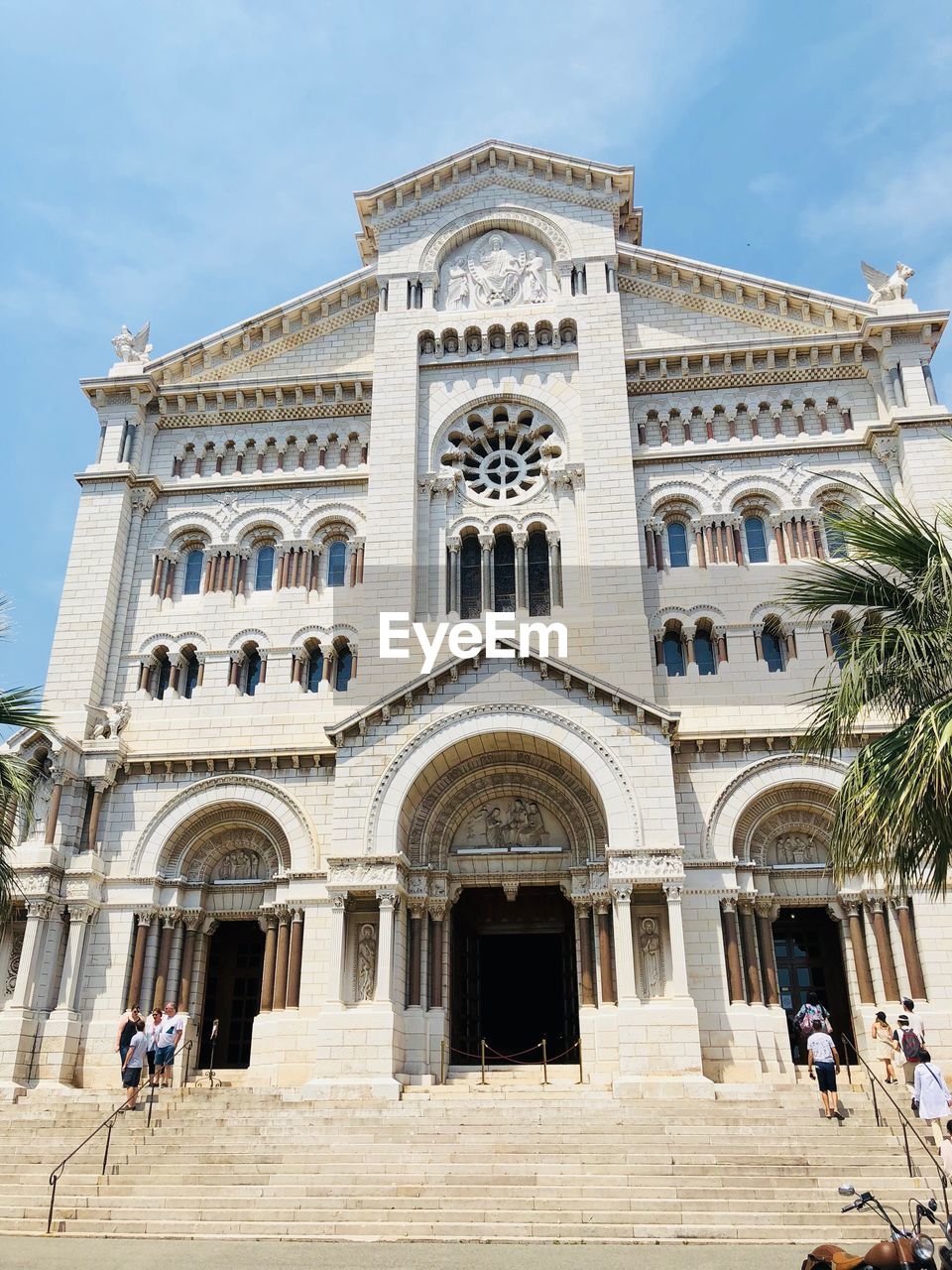 Facade of historic building against sky