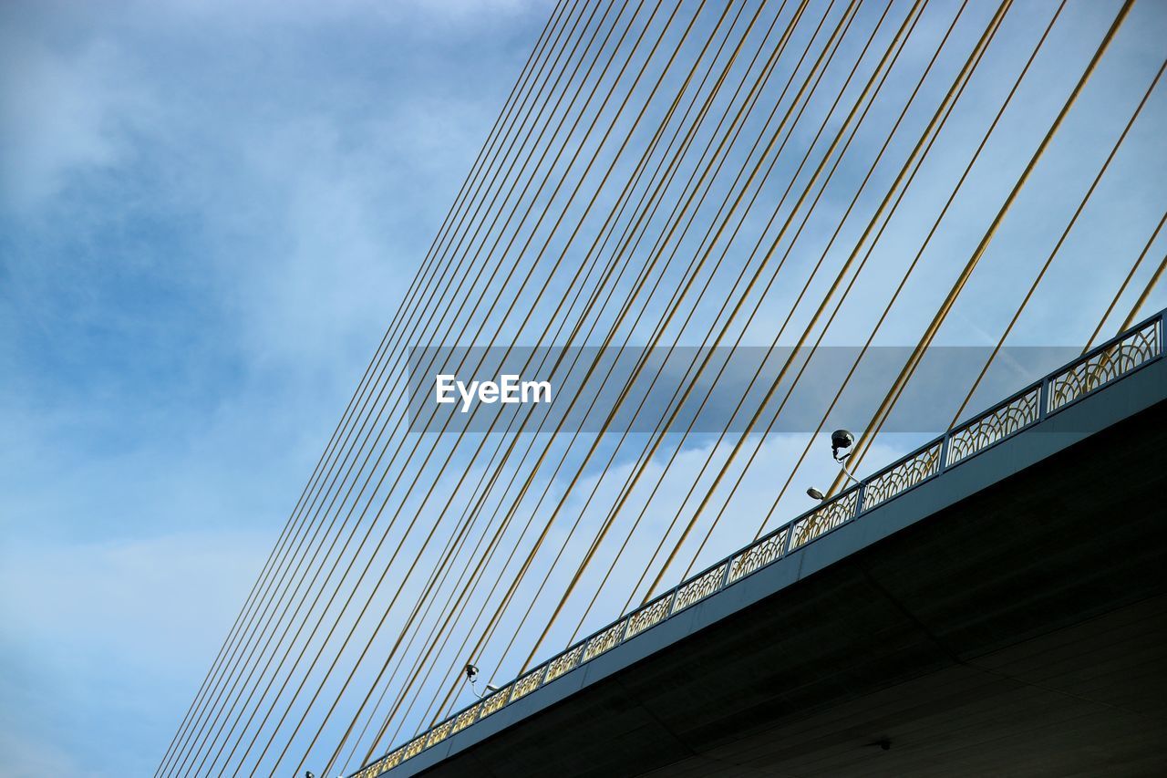 LOW ANGLE VIEW OF SUSPENSION BRIDGE