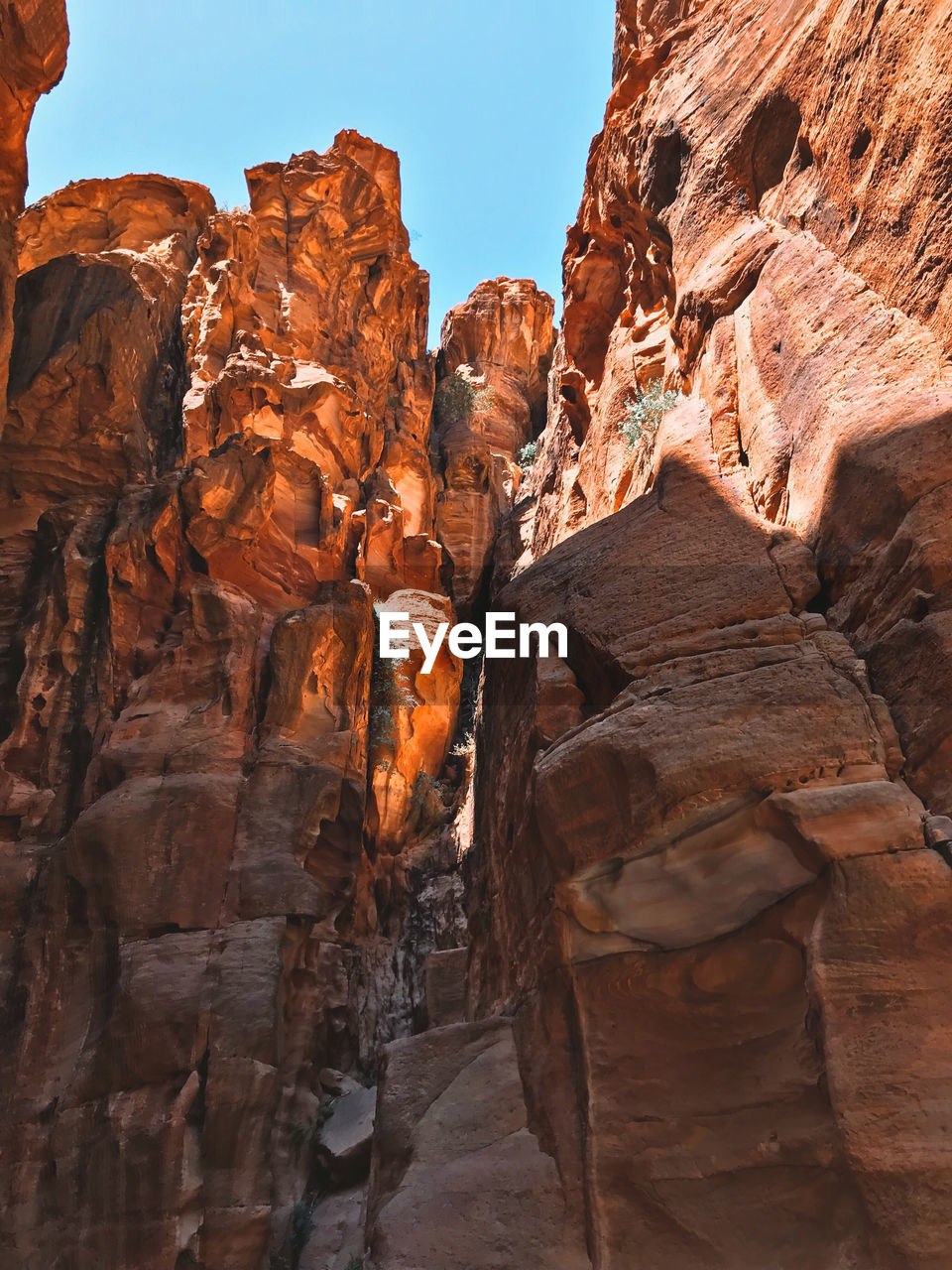 Low angle view of rock formations in petra