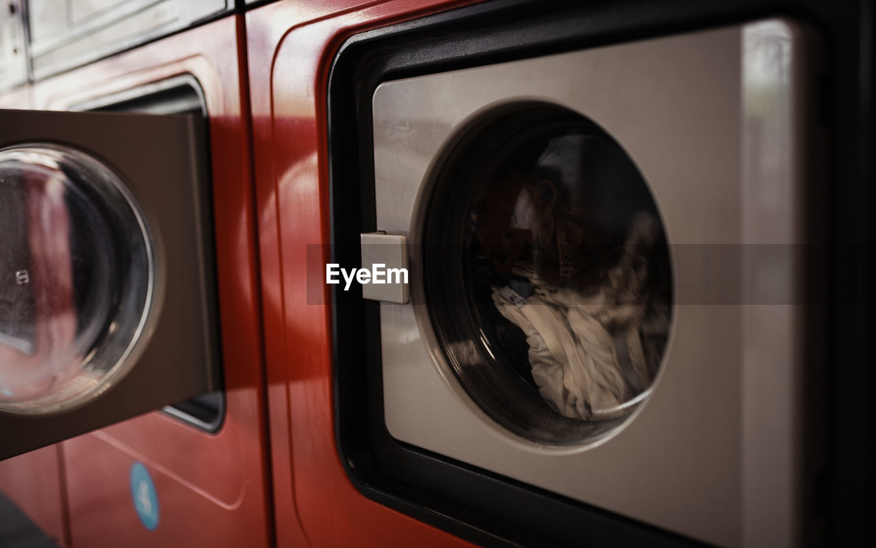 View of washing machine in a laundromat