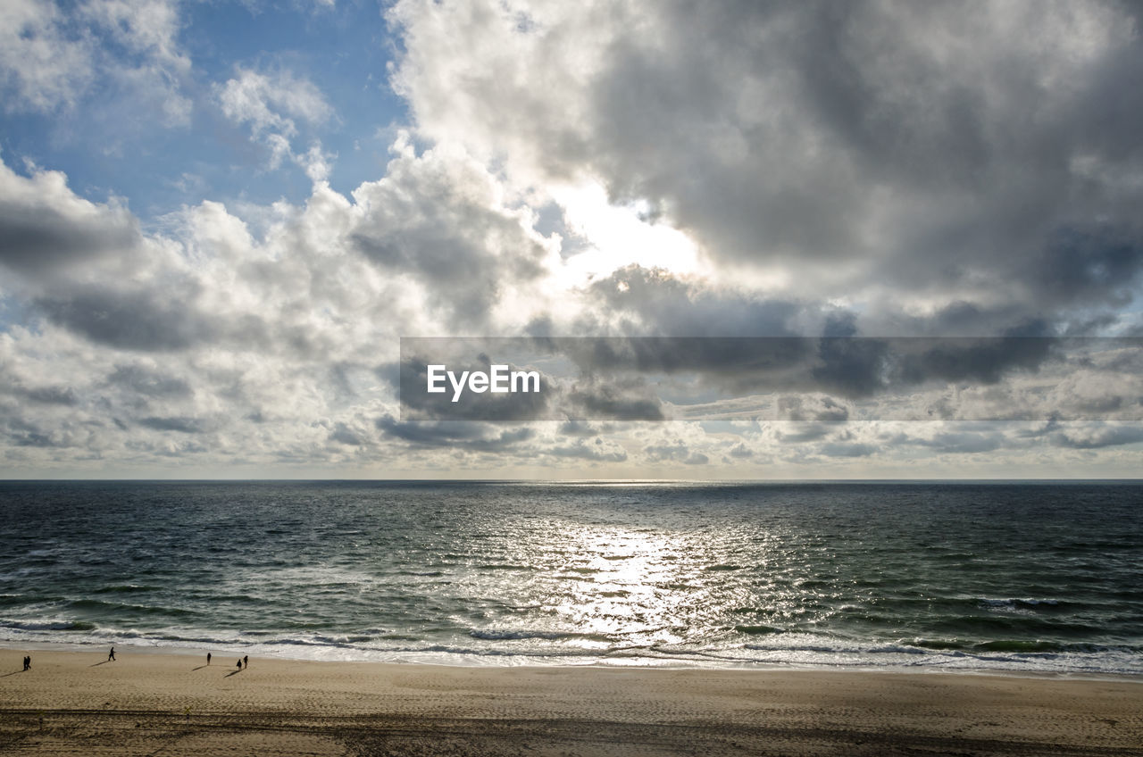 SCENIC VIEW OF BEACH AGAINST CLOUDY SKY