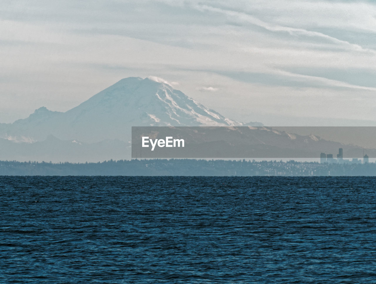 SCENIC VIEW OF SEA AGAINST MOUNTAIN