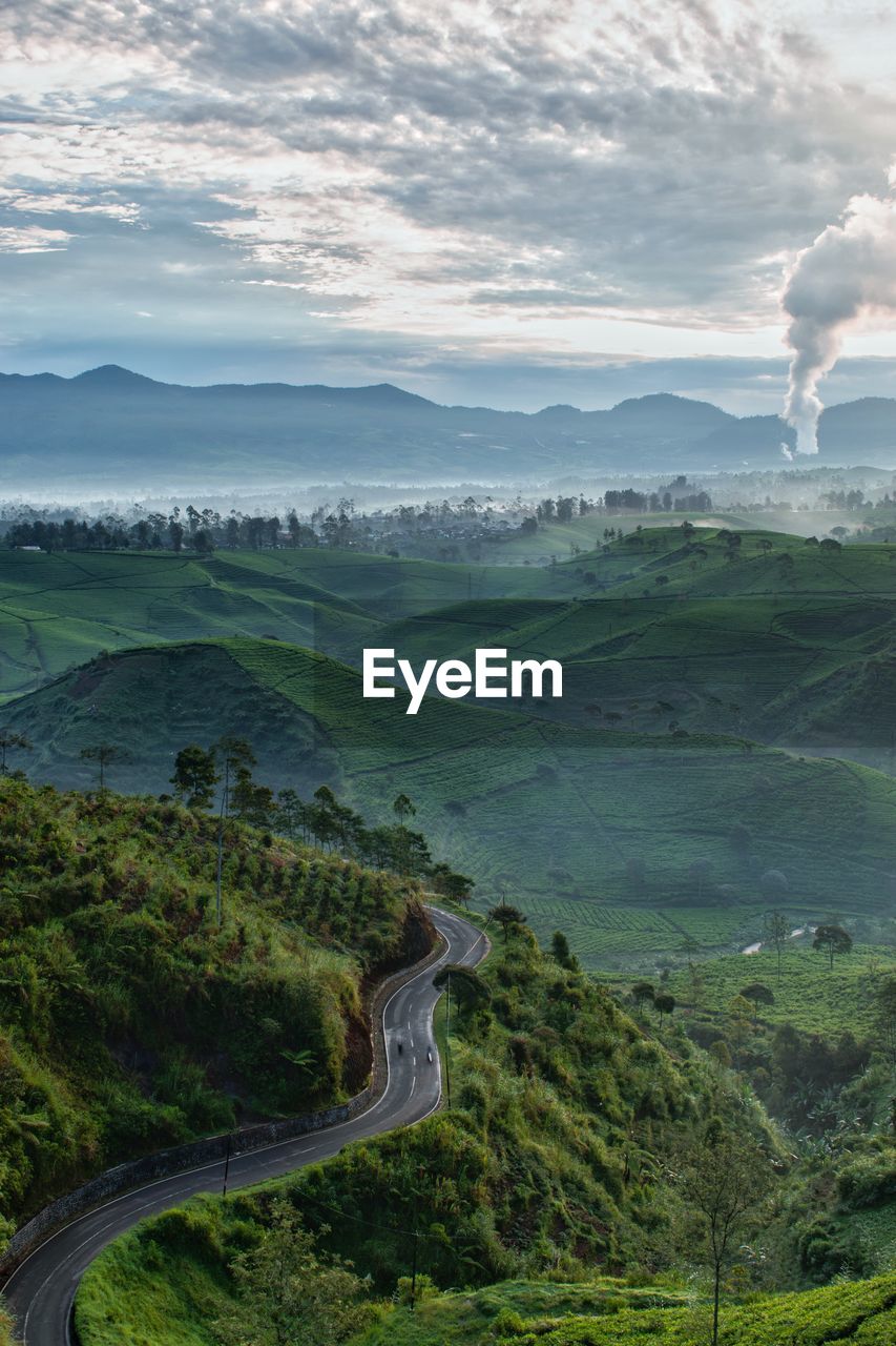 High angle view of landscape against sky