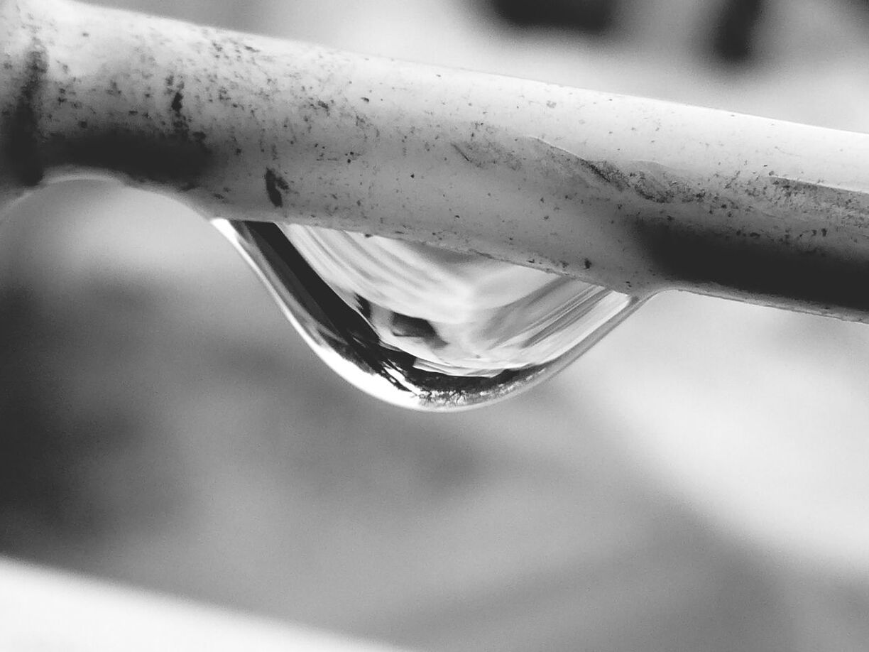 Water drop on railing