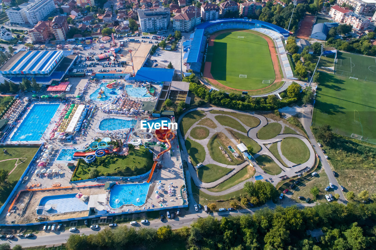 Jagodina drone view, serbia aerial photo. summer day