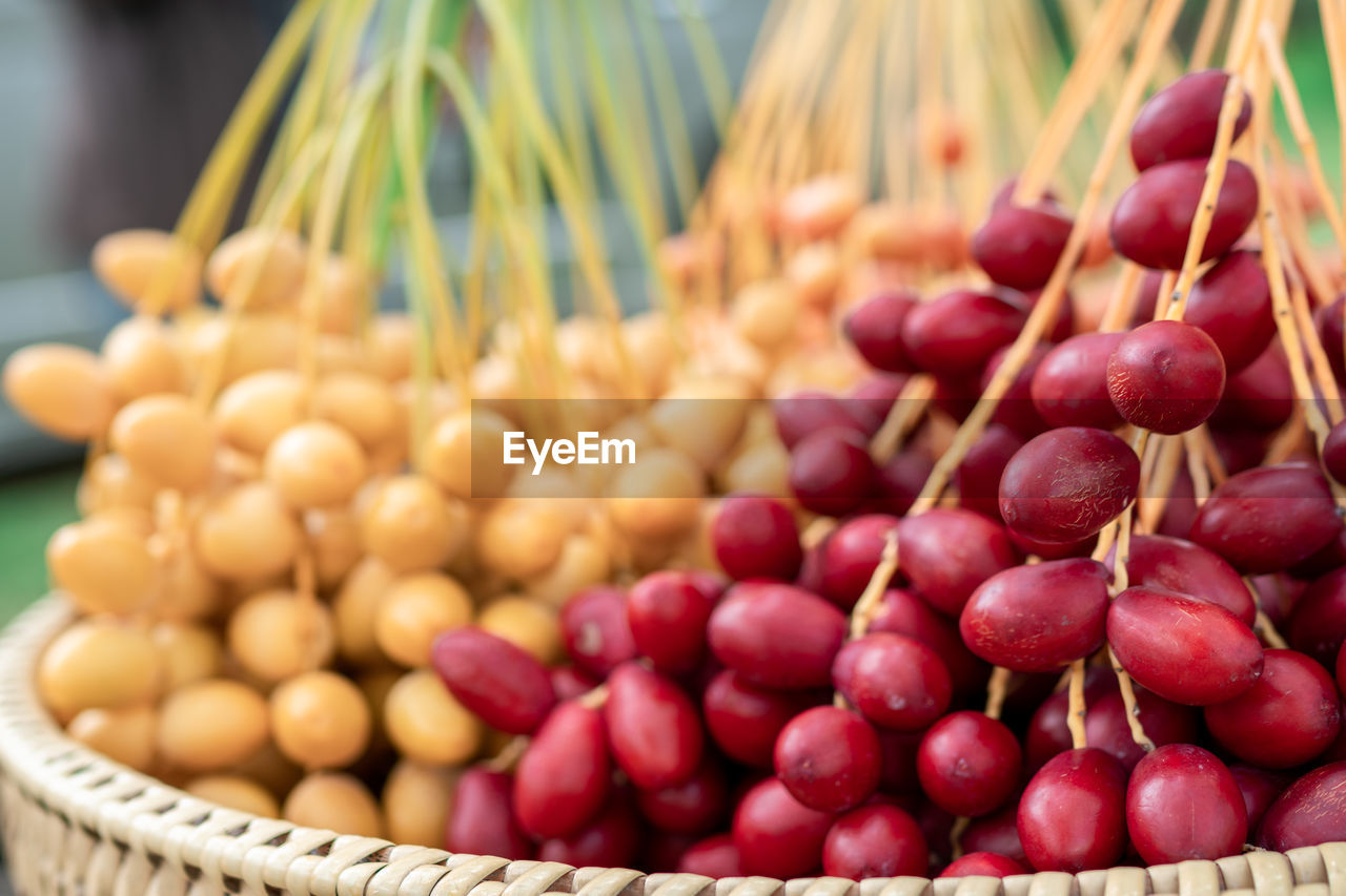 CLOSE-UP OF FRUITS FOR SALE IN MARKET STALL