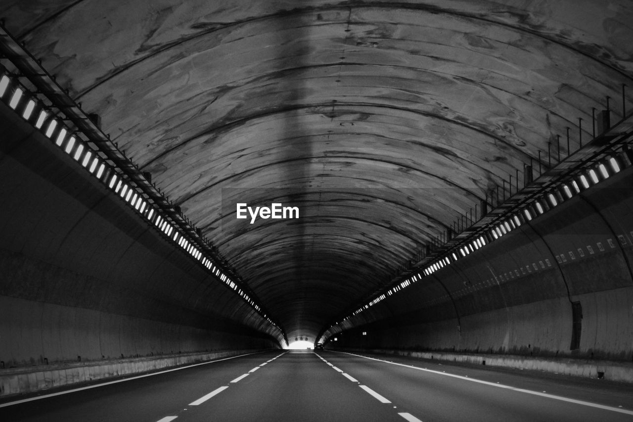 Empty road in tunnel