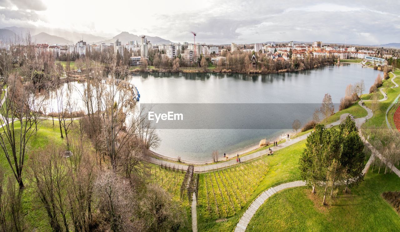 Panoramic view of lake against sky