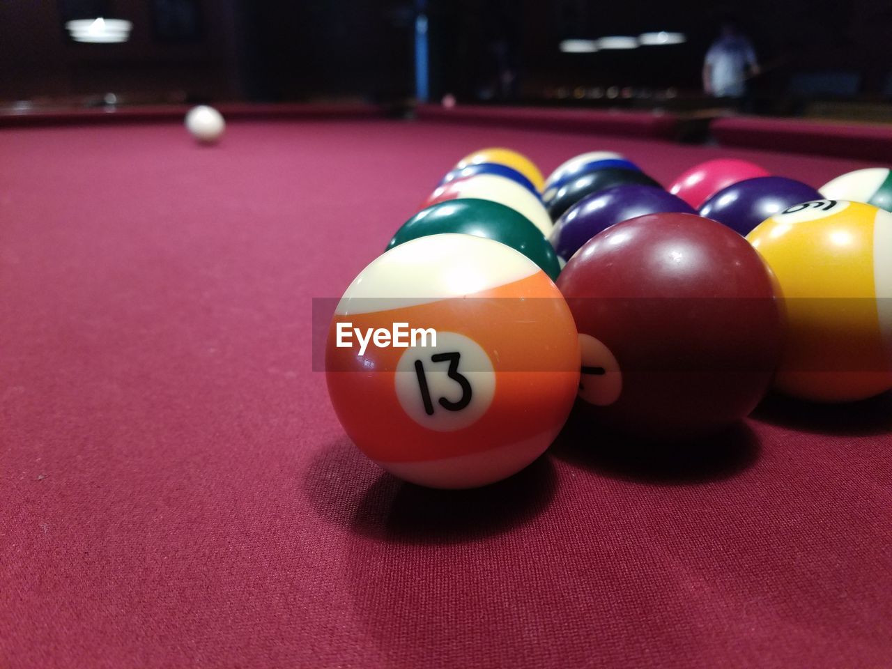 Close-up of balls on pool table