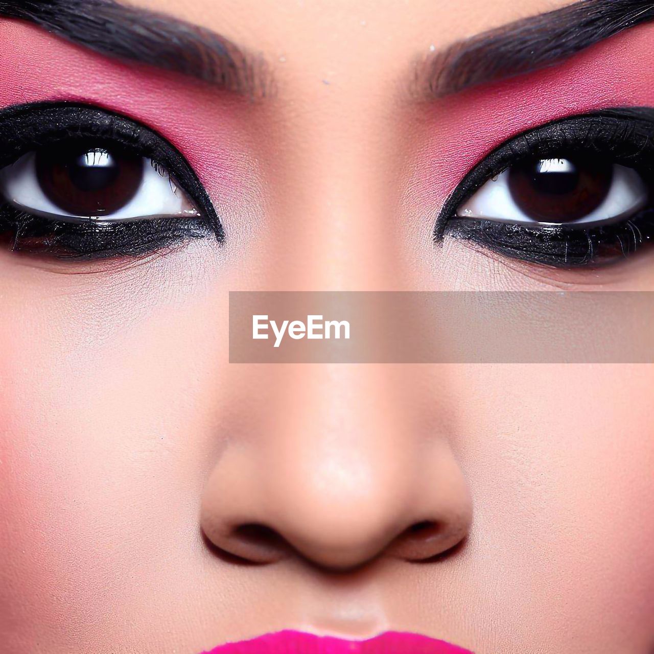 human face, women, eyebrow, make-up, eyelash, adult, young adult, fashion, pink, portrait, nose, human eye, eyelash extensions, close-up, glamour, eye, one person, looking at camera, studio shot, lip, eye shadow, beauty product, female, vision care, purple, cheek, lipstick, elegance, human skin, skin, brown, cosmetics, eye make-up, human lips, front view, perfection, indoors, human head, multi colored, extreme close-up, black