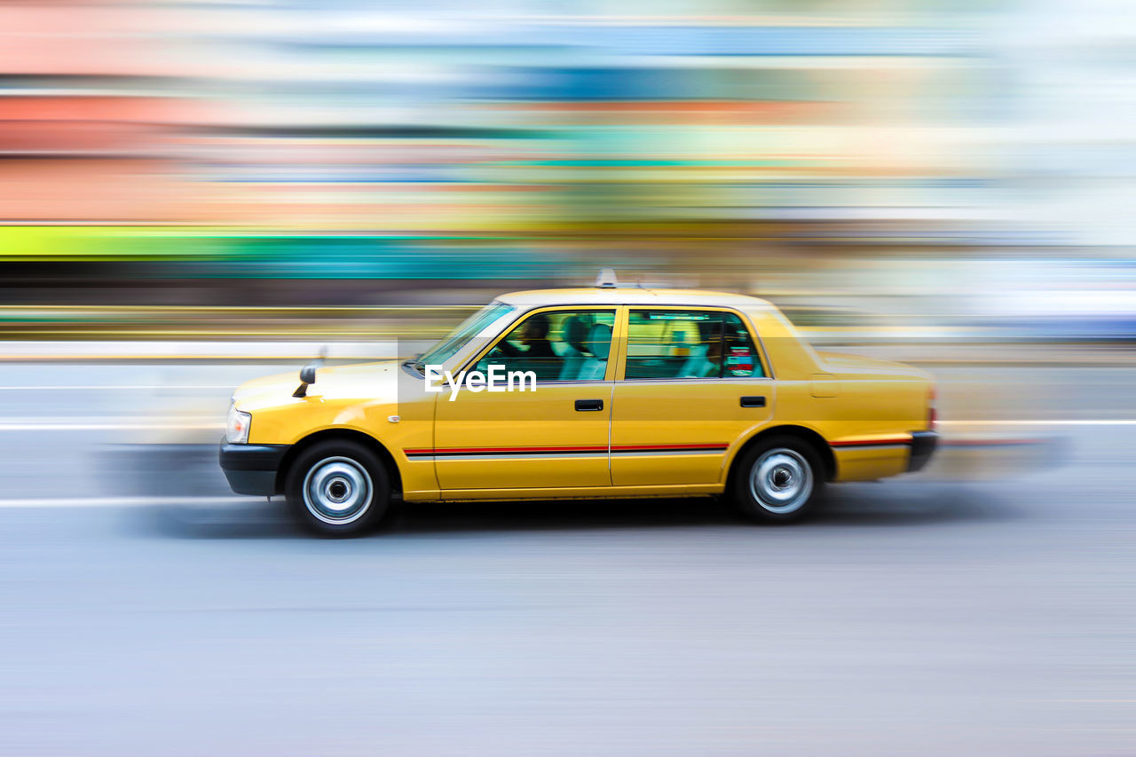 Yellow taxi in high speed motion