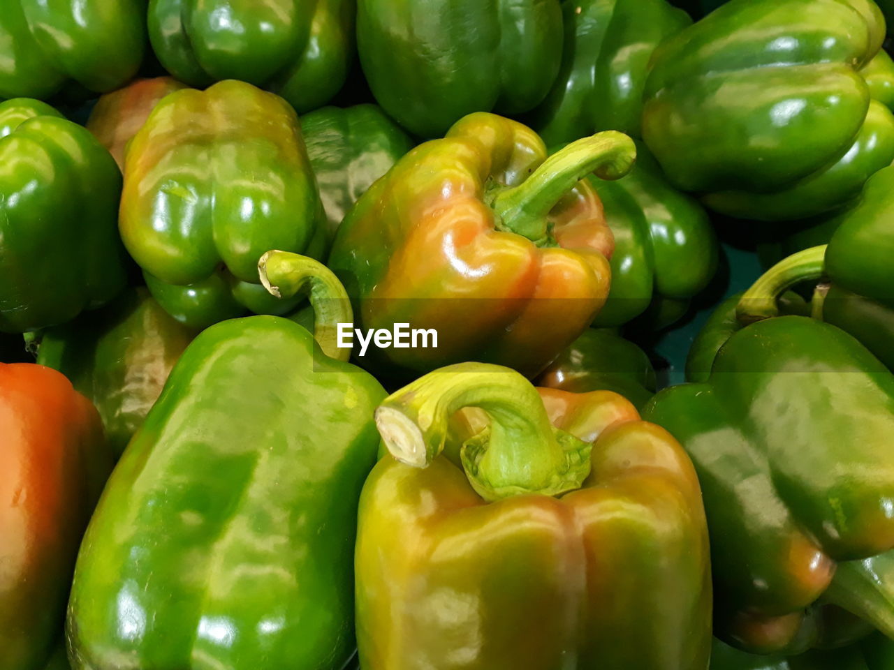 Full frame shot of bell peppers for sale in market