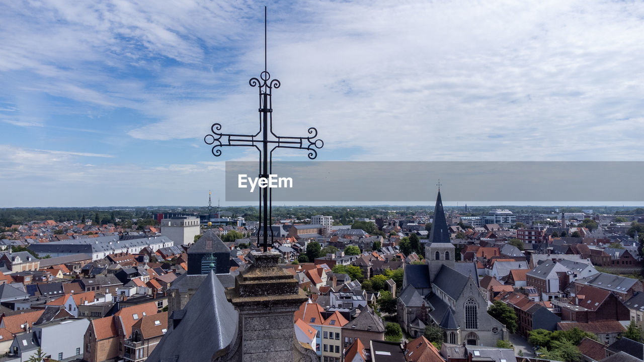 High angle view of townscape against sky