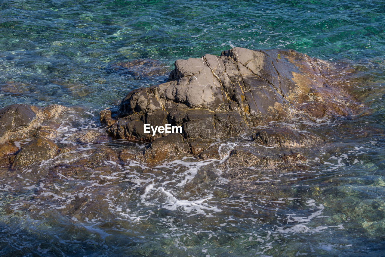 High angle view of sea waves