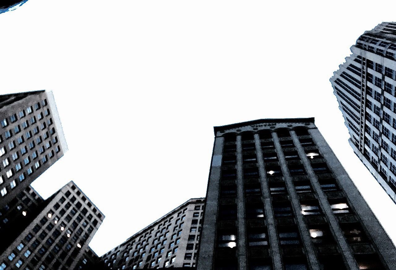 Low angle view of modern building against clear sky