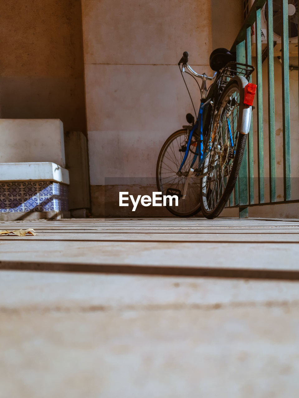 Bicycle parked against wall in building of the university of coimbra