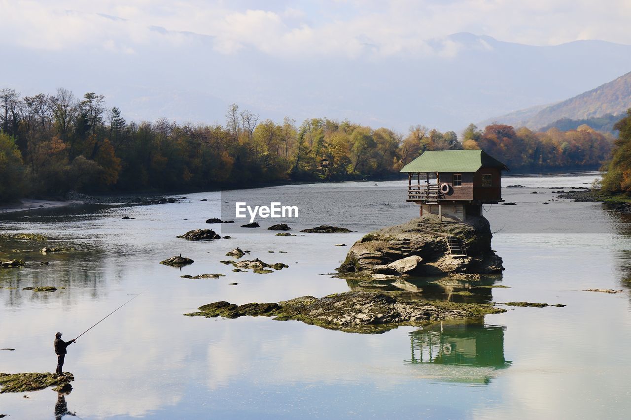 Scenic view of lake against sky